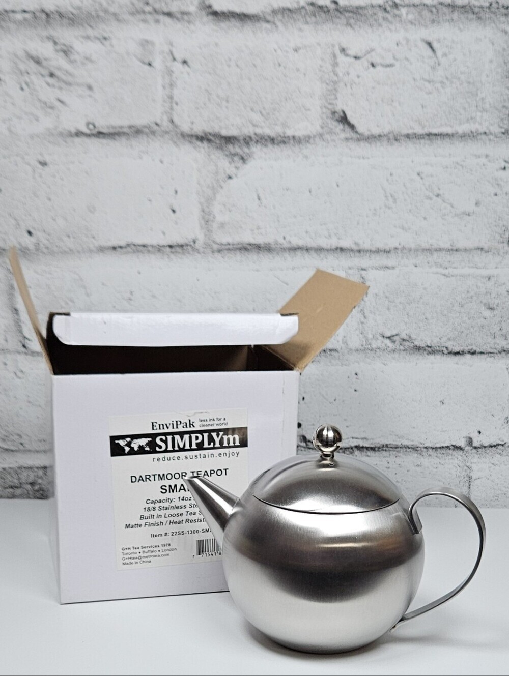 SIMPLYm Dartmoor Stainless Steel Teapot 400ml Loose Leaf Tea Pot